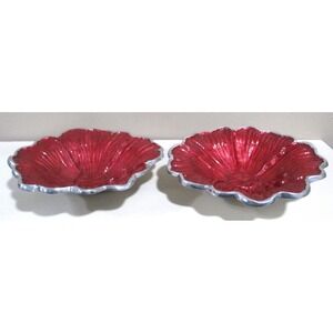 Julia Knight Hibiscus Bowls 8 Inch Pomegranate Red Enamel Set of 2 X5310040